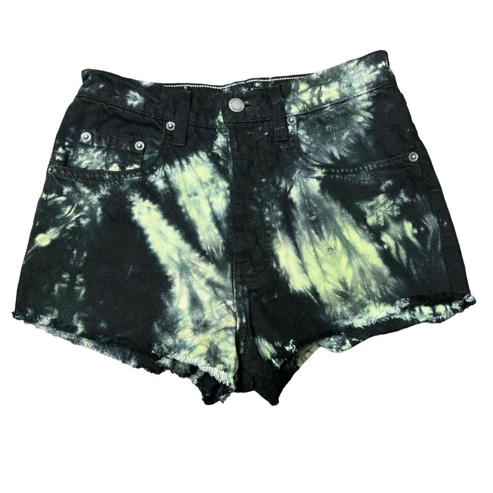 Carmar Jean Shorts Size 24 Waist Button Fly Denim Tie Dye High‎ Rise Waist